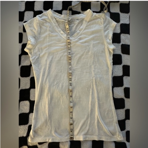 Exist V Neck Slub Sheer Tee Shirt White (S) - Picture 6 of 6